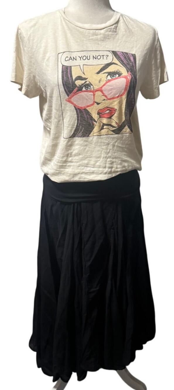 RE/DONE "Can You Not?" Pop Art Graphic Tee Cream Cotton Made in USA Size S